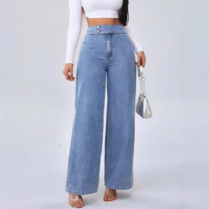 Straight Leg Loose Fit High Waist Jeans - Buy 2 and get free shipping!
