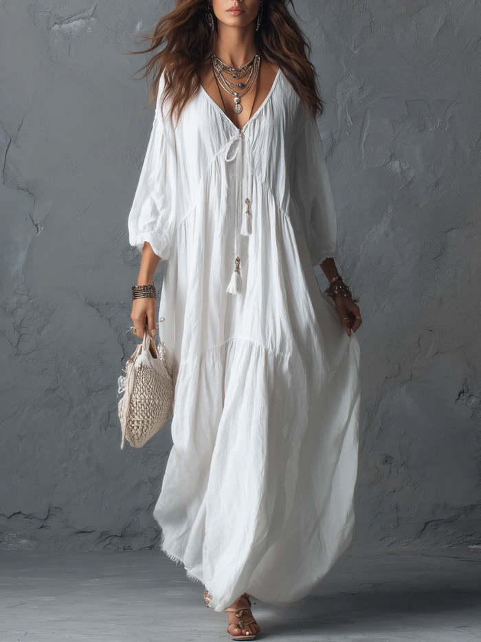 Women's Loose Bohemian Style Cotton Linen Long Dress