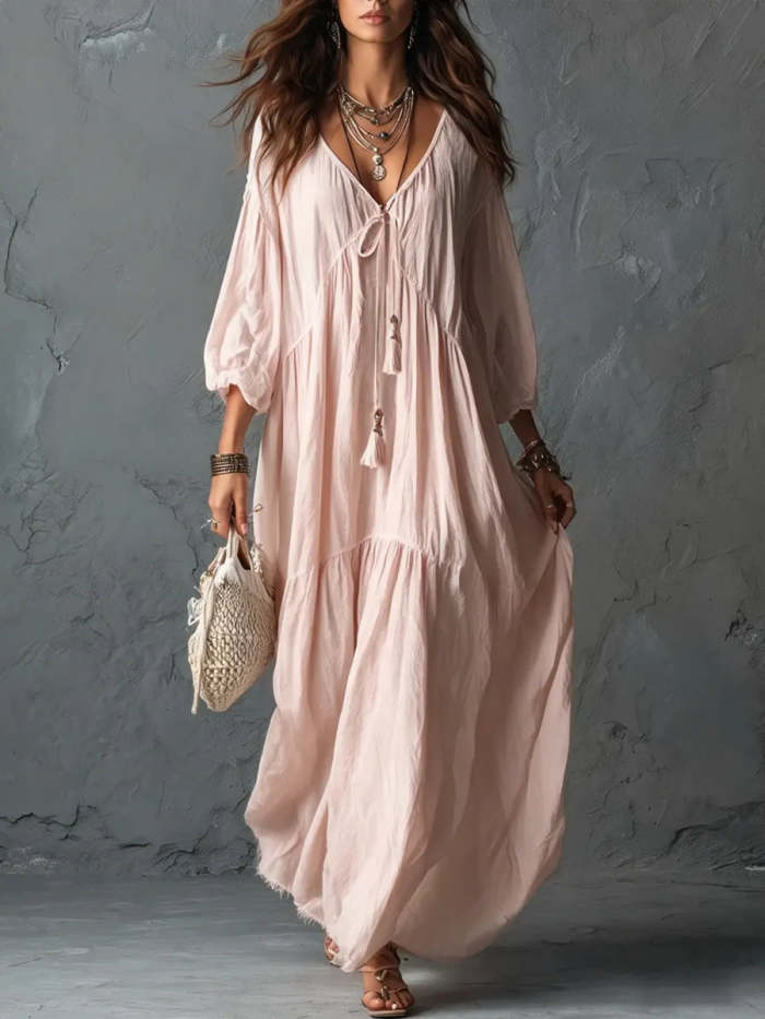 Women's Loose Bohemian Style Cotton Linen Long Dress