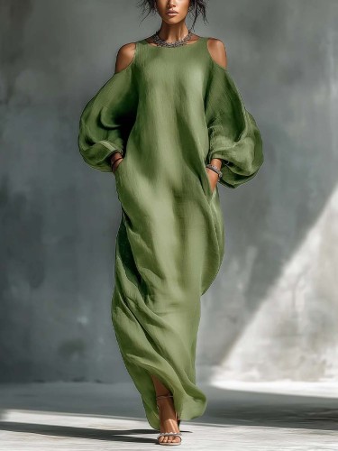 Women's Casual Cotton And Linen Dress