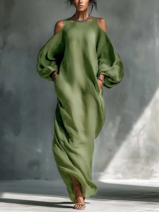 Women's Casual Cotton And Linen Dress