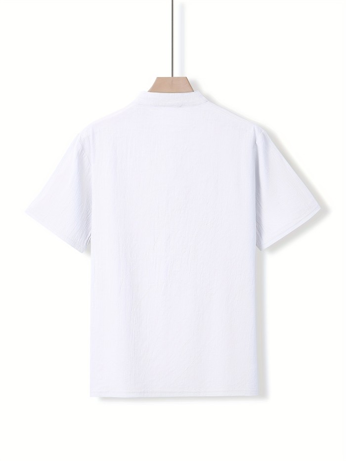 Summer Sports Outdoor Leisure Cotton and Linen Short-sleeved Shirt