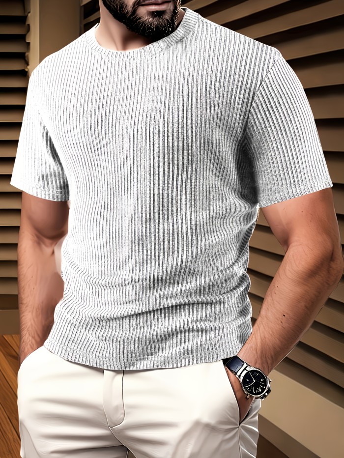 Men'S T-Shirt Short Sleeve Round Neck Fashion Outerwear All-Season Comfortable High-Quality Men'S Top