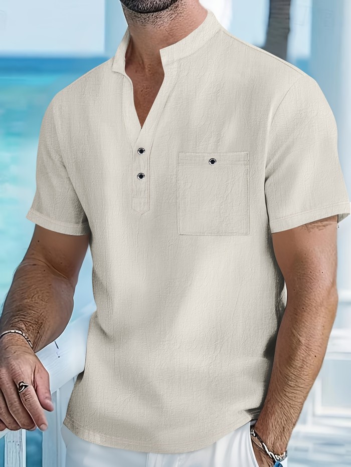 Summer Sports Outdoor Leisure Cotton and Linen Short-sleeved Shirt