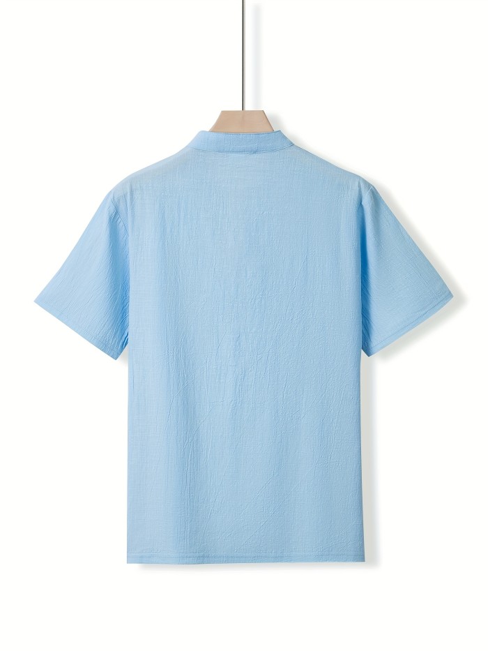 Summer Sports Outdoor Leisure Cotton and Linen Short-sleeved Shirt