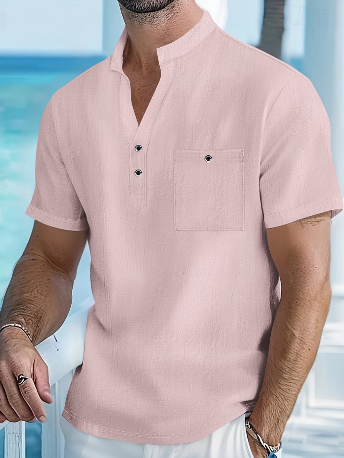 Summer Sports Outdoor Leisure Cotton and Linen Short-sleeved Shirt