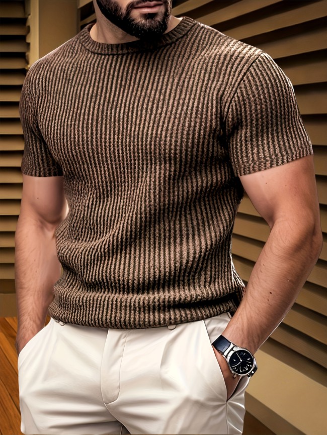 Men'S T-Shirt Short Sleeve Round Neck Fashion Outerwear All-Season Comfortable High-Quality Men'S Top