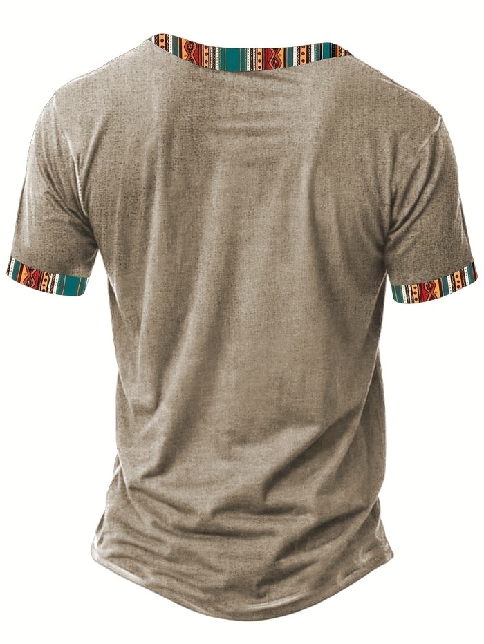 Men'S Fashion New Special Multicolor Fabric Contrast Print Design Stiff Skin-Friendly Material Small Stand-Up Collar 2\u002F1 Half-Open Sweater Casual Leisure Fashion Classic Versatile Outing Commute Hawaiian Style Summer New Short Sleeve Shirt
