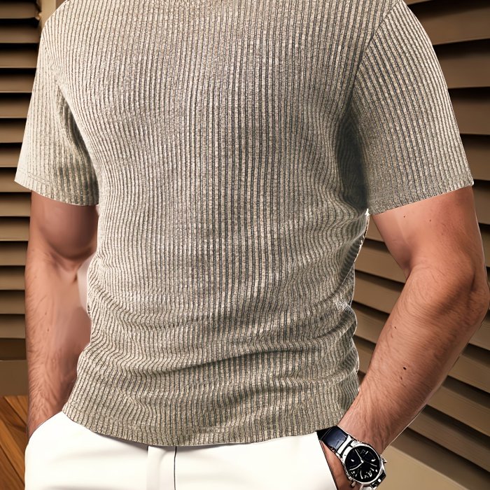 Men'S T-Shirt Short Sleeve Round Neck Fashion Outerwear All-Season Comfortable High-Quality Men'S Top
