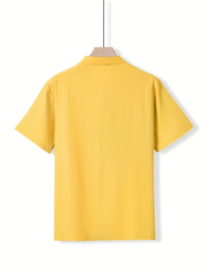 Summer Sports Outdoor Leisure Cotton and Linen Short-sleeved Shirt