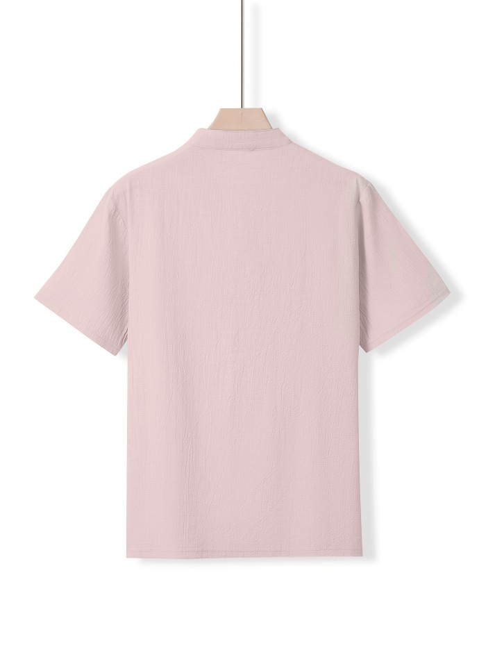 Summer Sports Outdoor Leisure Cotton and Linen Short-sleeved Shirt