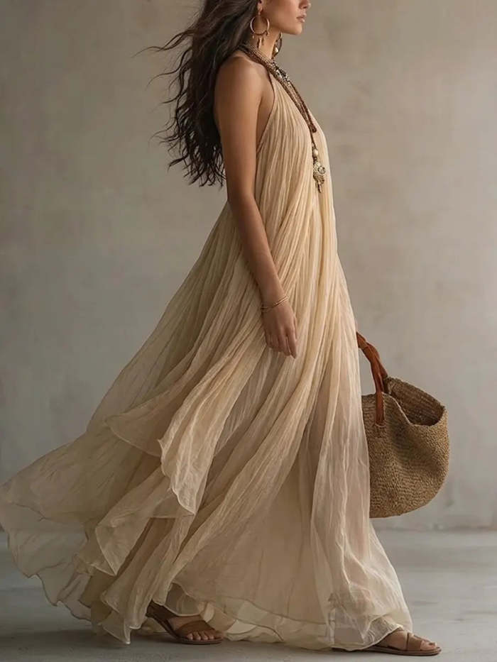 Women's Bohemian Halter Neck Maxi Dress
