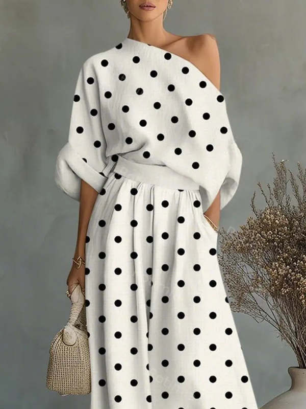 Women's Retro Polka Dot Stylish Art Casual Cotton Maxi Dress