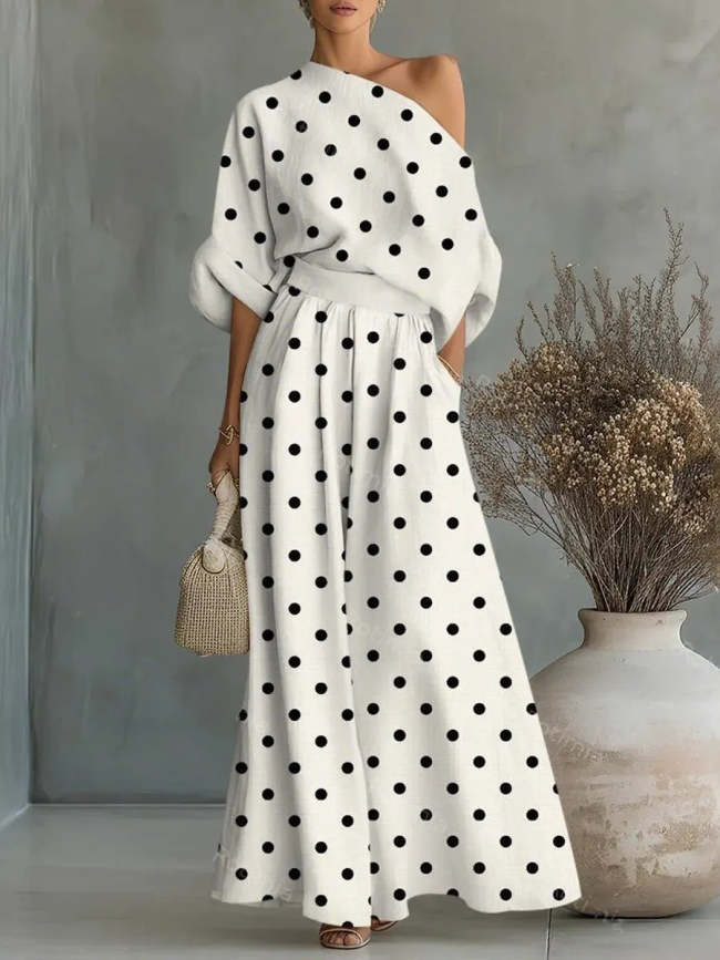 Women's Retro Polka Dot Stylish Art Casual Cotton Maxi Dress