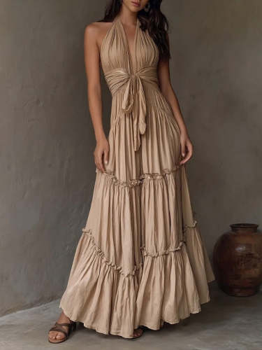 Bohemian Halter-neck Backless Maxi Dress