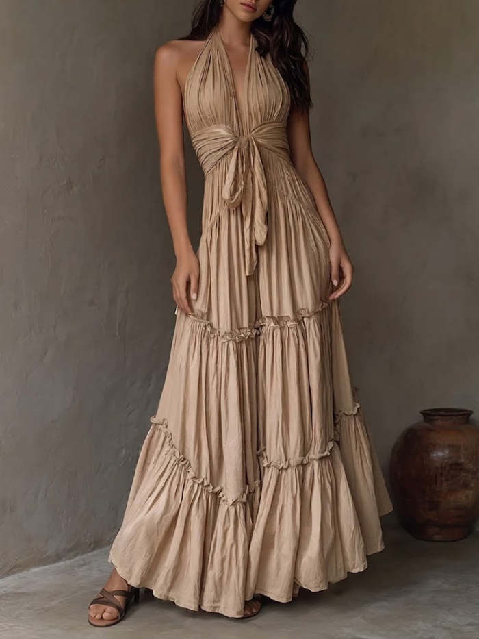 Bohemian Halter-neck Backless Maxi Dress