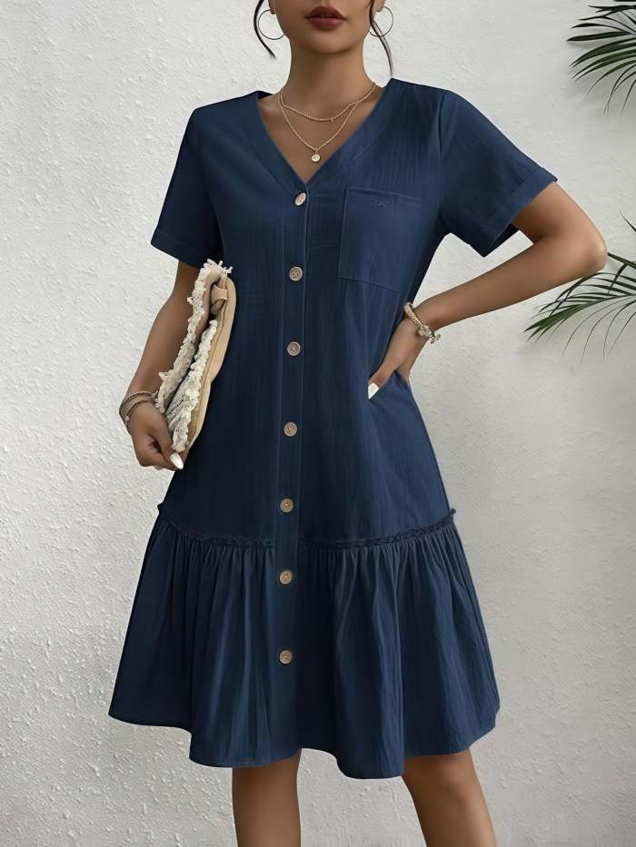 Women's Loose-Fit Single-Breasted Dress