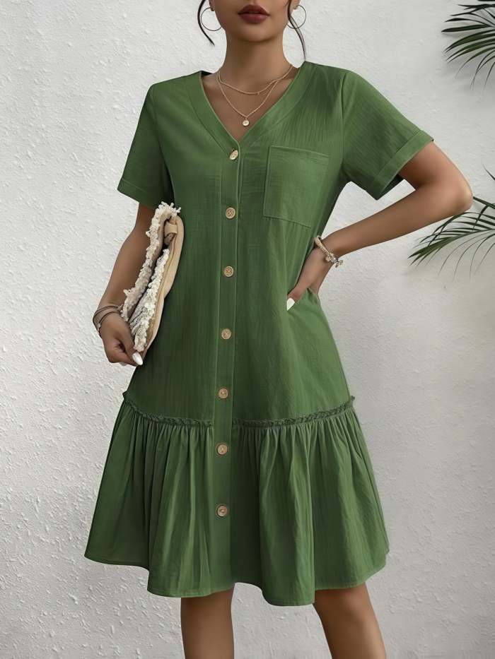 Women's Loose-Fit Single-Breasted Dress