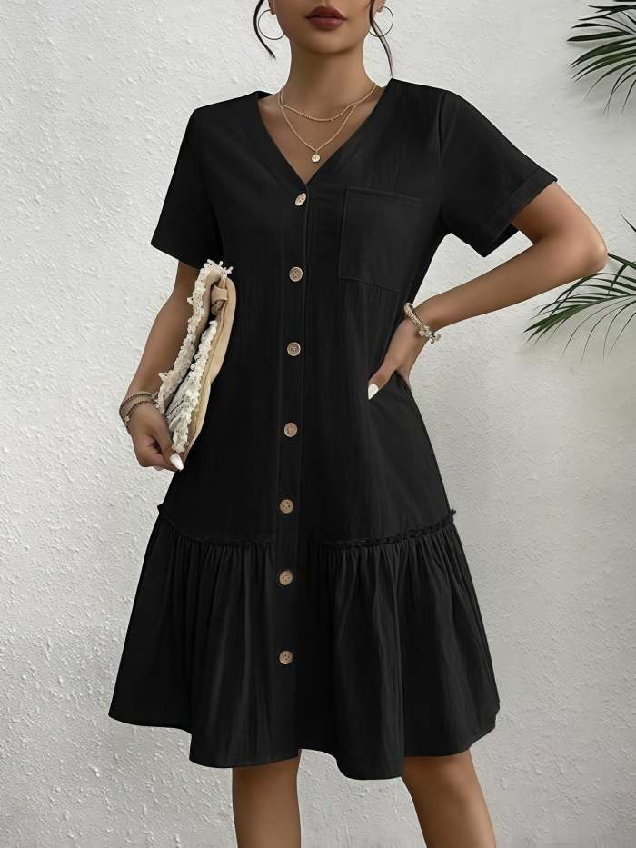 Women's Loose-Fit Single-Breasted Dress
