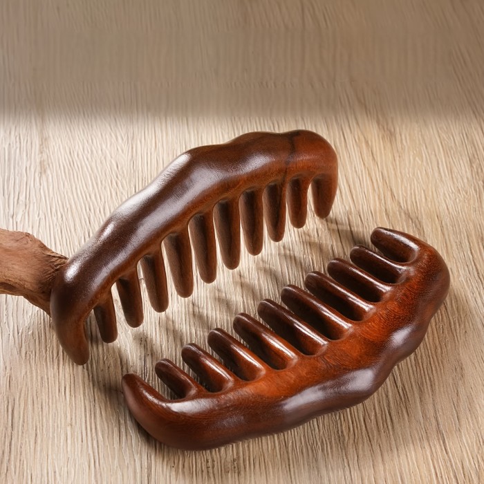 1pc Scented Rosewood Wide-Tooth Comb Large Wide-Tooth Crescent Comb Comb Teeth Durable Rounded One Comb Smooth Hair Comb Away Frizz Retain Softness No Hair Pulling No Tangles Suitable for All Hair Types Suitable for Home Daily Use