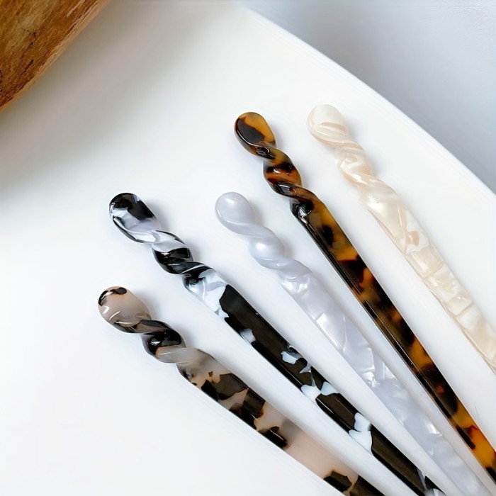 Korean Style Minimalist Versatile Daily Use Tortoise Shell Ink Art Glass Flower Hairpin Hair Accessory