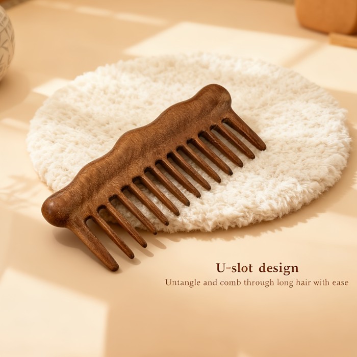 1pc Sandalwood Comb Solid Wood Comb Massage Comb Portable Home Wooden Comb Wide Tooth Comb Smoothing Comb