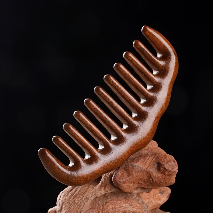 1pc Scented Rosewood Wide-Tooth Comb Large Wide-Tooth Crescent Comb Comb Teeth Durable Rounded One Comb Smooth Hair Comb Away Frizz Retain Softness No Hair Pulling No Tangles Suitable for All Hair Types Suitable for Home Daily Use