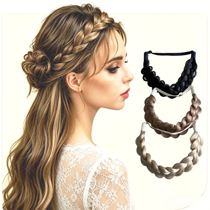 Lazy Headband for Comfort Adjustable Synthetic Braided Hair Band - Frizz-Free, Low-Maintenance, Handmade Fishbone Braid | Daily Wear, Commuting, Holidays, Parties, Vacation