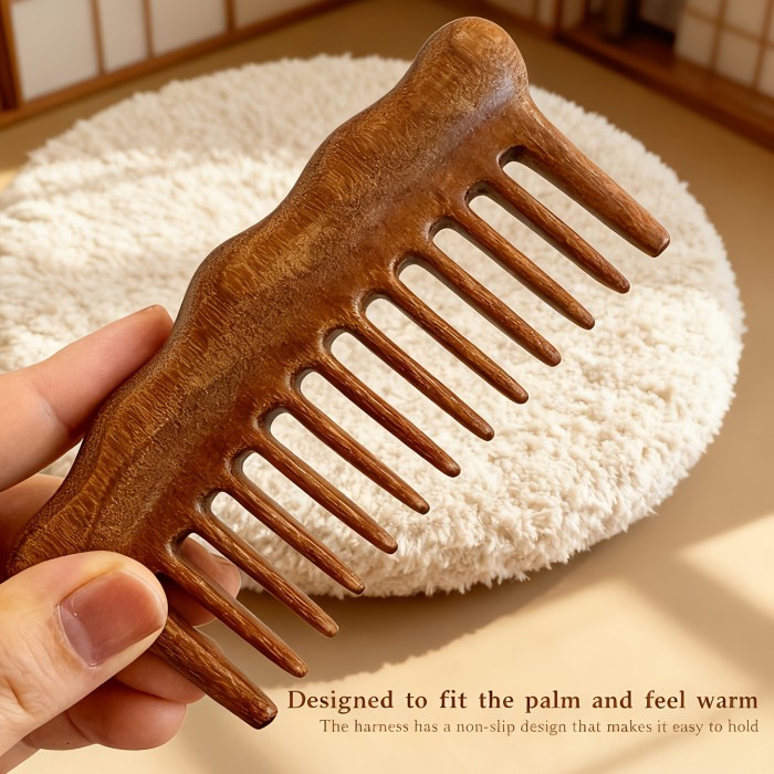1pc Sandalwood Comb Solid Wood Comb Massage Comb Portable Home Wooden Comb Wide Tooth Comb Smoothing Comb