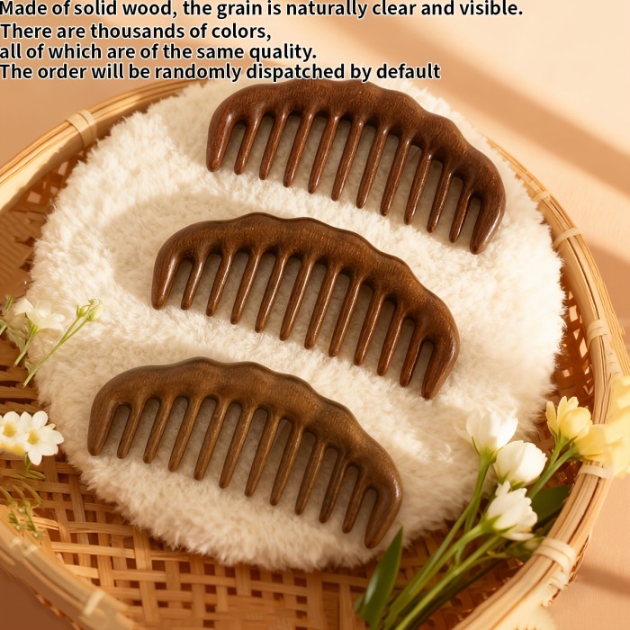 1pc Sandalwood Comb Solid Wood Comb Massage Comb Portable Home Wooden Comb Wide Tooth Comb Smoothing Comb