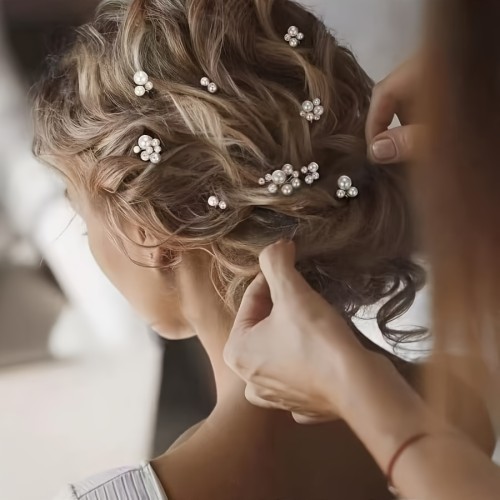 9pcs Simple U-Shaped Hairpin Set for Brides, Light Luxury Vintage Headpiece, Hairpins, Updo Hairpins, Handmade Hairpins, Bun Hairpins, Bridal Updo Hairpins