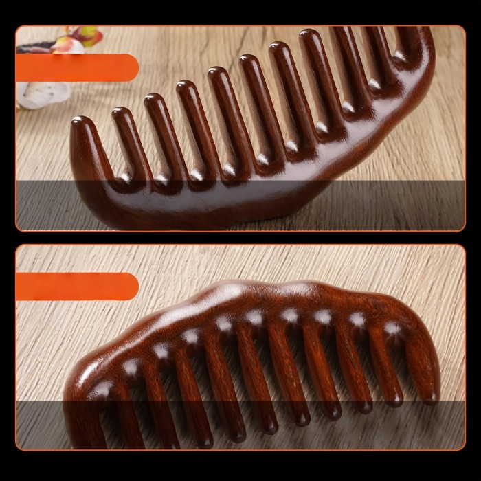 1pc Scented Rosewood Wide-Tooth Comb Large Wide-Tooth Crescent Comb Comb Teeth Durable Rounded One Comb Smooth Hair Comb Away Frizz Retain Softness No Hair Pulling No Tangles Suitable for All Hair Types Suitable for Home Daily Use