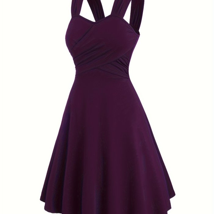 Targeted Development Ruched Cross-Shoulder Strap Dress