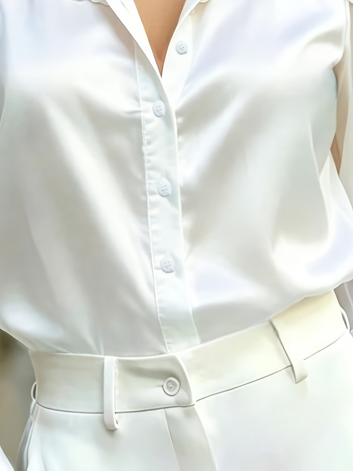 Ladies Elegant Satin Spliced Chiffon Long-Sleeved Breathable Spring And Summer New Style