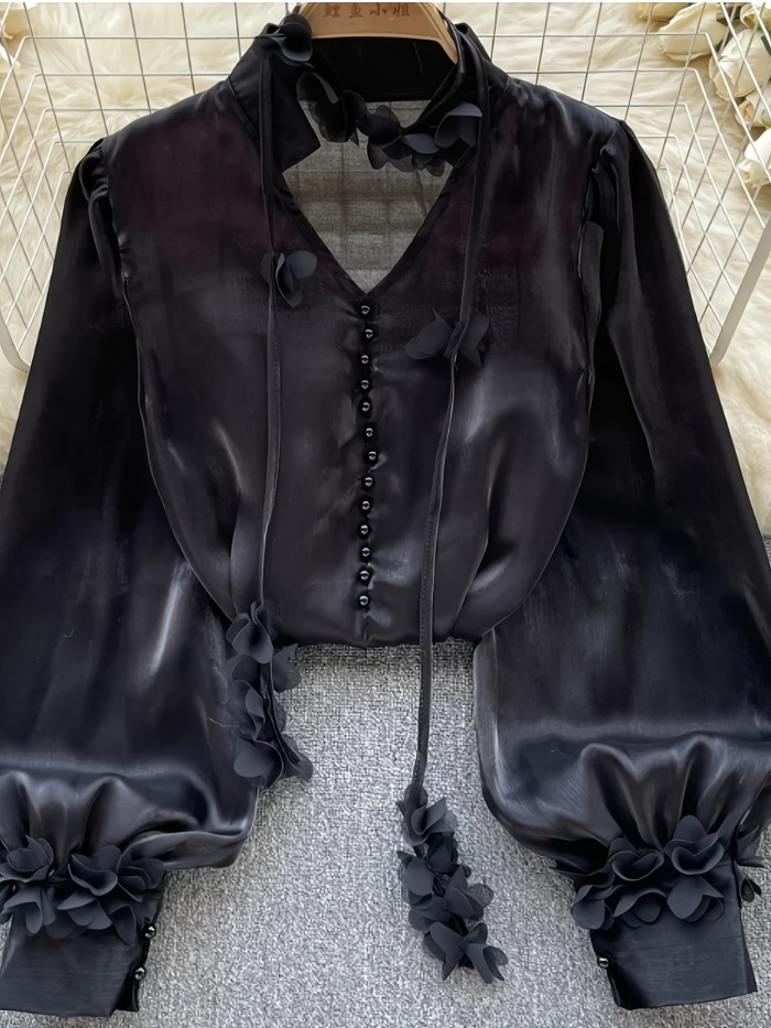 Latest Chinese-style Vintage Hit, Elegant and Dignified V-neck, Smooth Non-stretch Fabric, Niche High-end Unisex Versatile Design