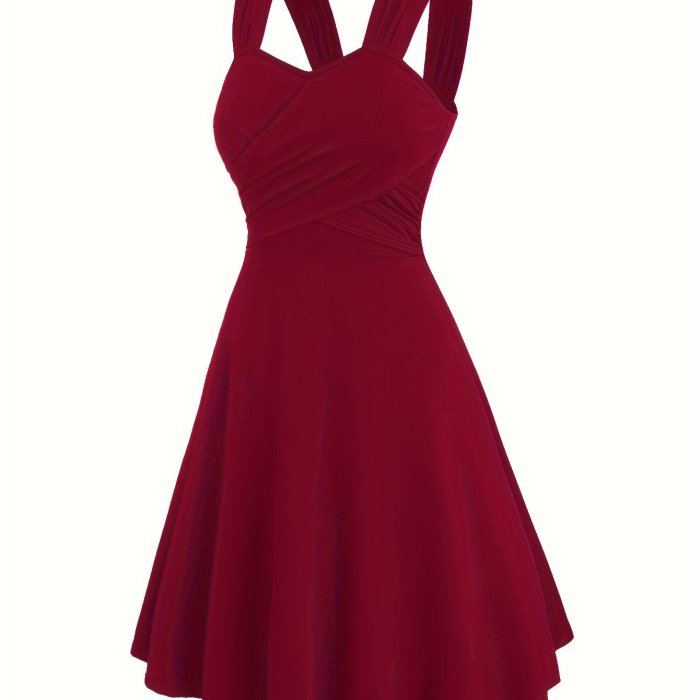 Targeted Development Ruched Cross-Shoulder Strap Dress