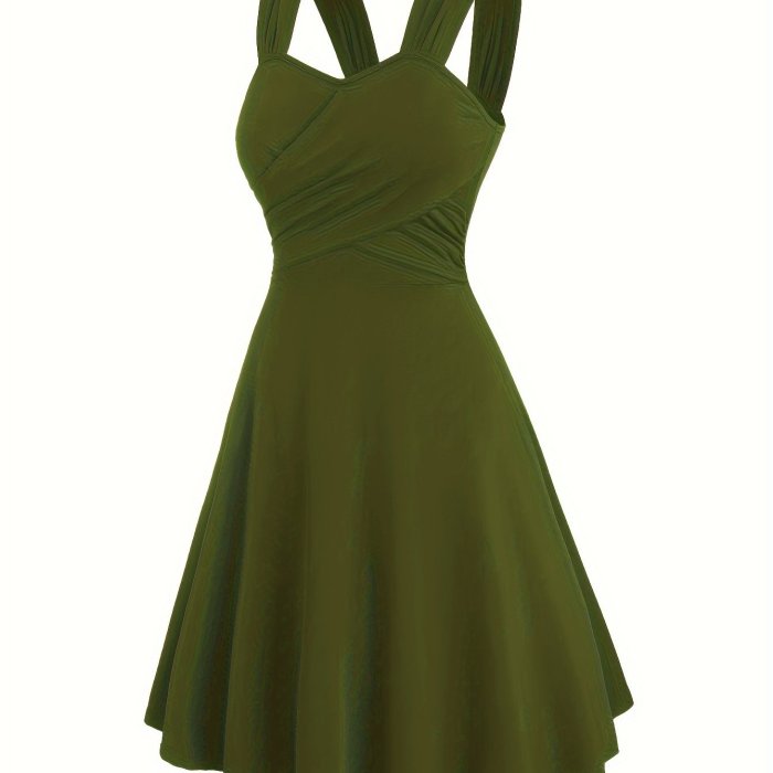 Targeted Development Ruched Cross-Shoulder Strap Dress