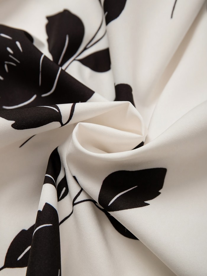 Elegant Directional Print Shirt with Belt