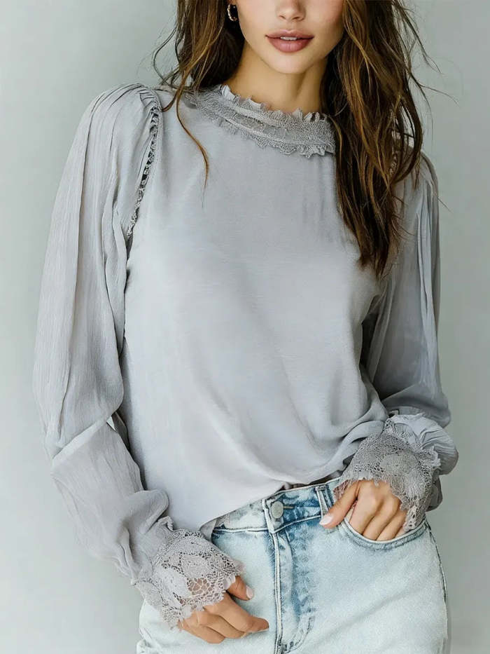 Women's Patchwork Lace Casual Top