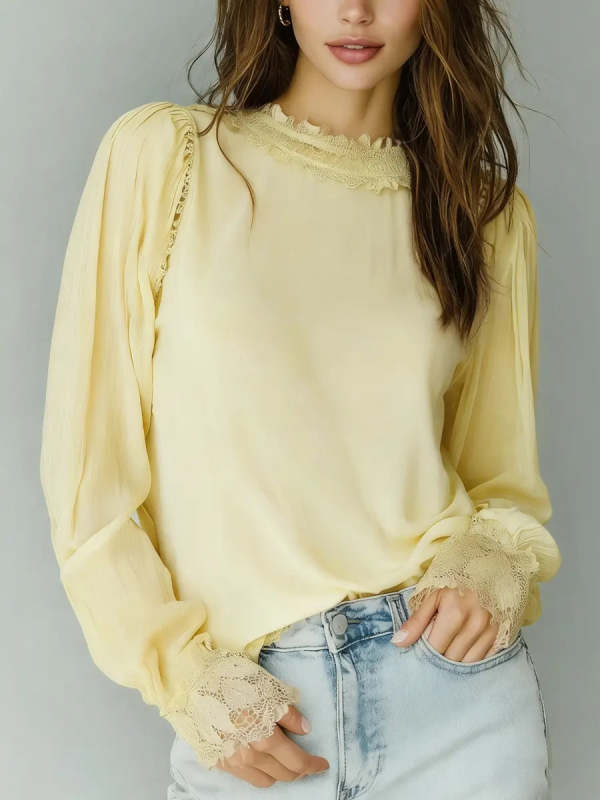 Women's Patchwork Lace Casual Top