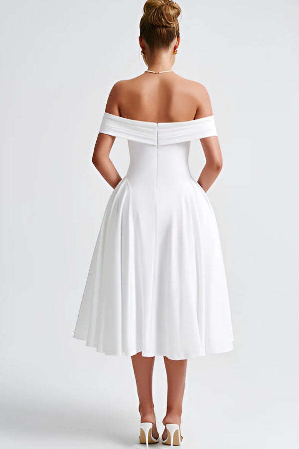 Sexy One-shoulder Elegant Solid Tube Top Midi Dress
