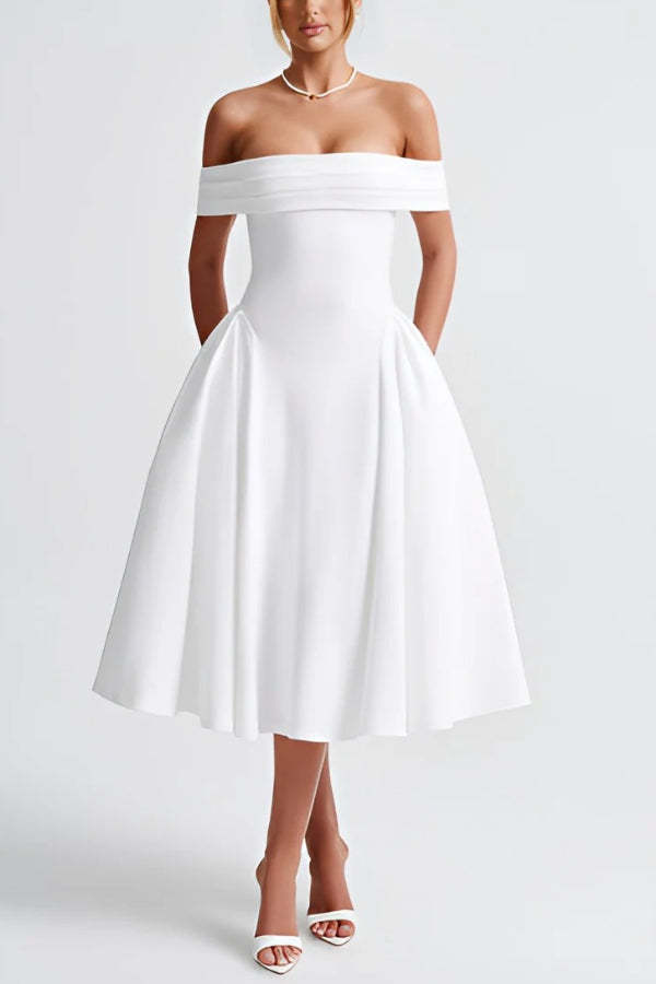 Sexy One-shoulder Elegant Solid Tube Top Midi Dress