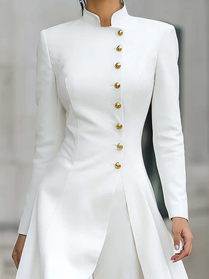 Elegant Front-buttons Long Blazer And Pants Set