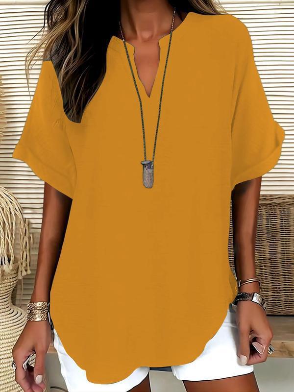Soft Touch Notched Neck Blouse | Elegant Minimalist Long Sleeve Top
