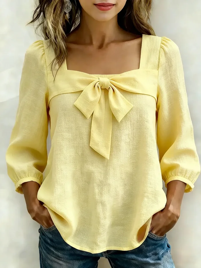 Women's Casual Bow Cotton Shirt
