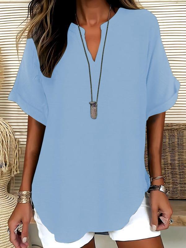 Soft Touch Notched Neck Blouse | Elegant Minimalist Long Sleeve Top