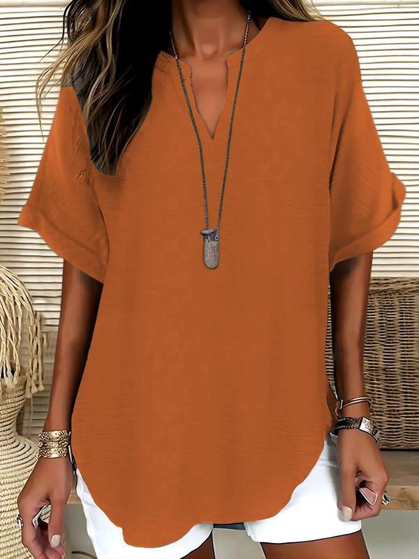 Soft Touch Notched Neck Blouse | Elegant Minimalist Long Sleeve Top