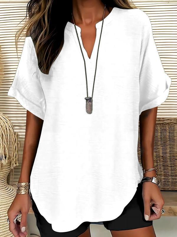 Soft Touch Notched Neck Blouse | Elegant Minimalist Long Sleeve Top