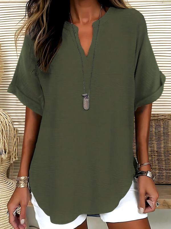Soft Touch Notched Neck Blouse | Elegant Minimalist Long Sleeve Top
