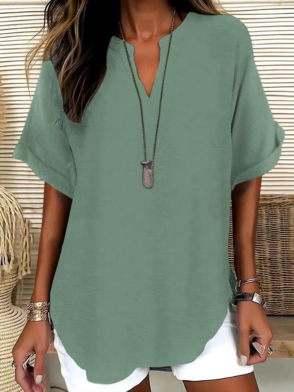 Soft Touch Notched Neck Blouse | Elegant Minimalist Long Sleeve Top